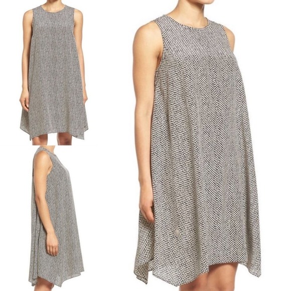 Eileen Fisher 100% Silk Sleeveless Round Neck A-Line Swing Trapeze Dress Large - Picture 5 of 15